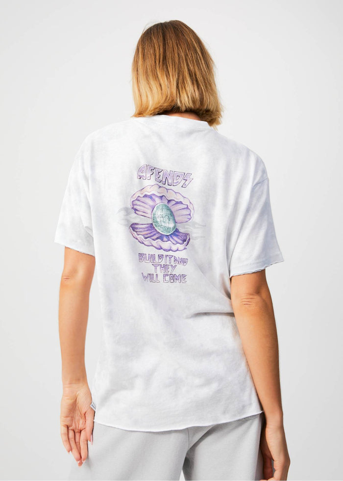 Afends Womens Pearla - Hemp Oversized T-Shirt - Smoke Wash 