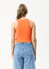 AFENDS Womens Pearly Cropped - Hemp Ribbed Singlet - Orange - Afends womens pearly cropped   hemp ribbed singlet   orange 