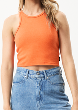 Afends Womens Pearly Cropped - Hemp Ribbed Singlet - Orange - Afends womens pearly cropped   hemp ribbed singlet   orange 
