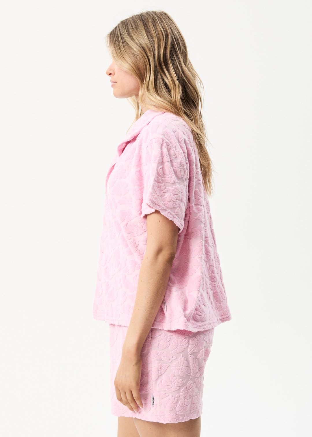 AFENDS Womens Rhye - Terry Shirt - Powder Pink 