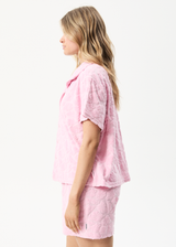 Afends Womens Rhye - Recycled Terry Shirt - Powder Pink - Afends womens rhye   recycled terry shirt   powder pink 