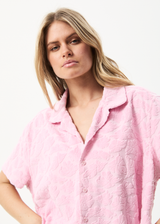 Afends Womens Rhye - Recycled Terry Shirt - Powder Pink - Afends womens rhye   recycled terry shirt   powder pink 