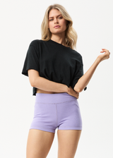 Afends Womens Alice - Hemp Ribbed Booty Shorts - Plum - Afends womens alice   hemp ribbed booty shorts   plum 