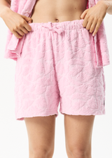 AFENDS Womens Rhye - Terry Shorts - Powder Pink - Afends womens rhye   recycled terry shorts   powder pink 