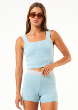 Afends Womens Samia - Recycled Knit Cropped Top - Sky Blue - Afends womens samia   recycled knit cropped top   sky blue w226083 skb xs