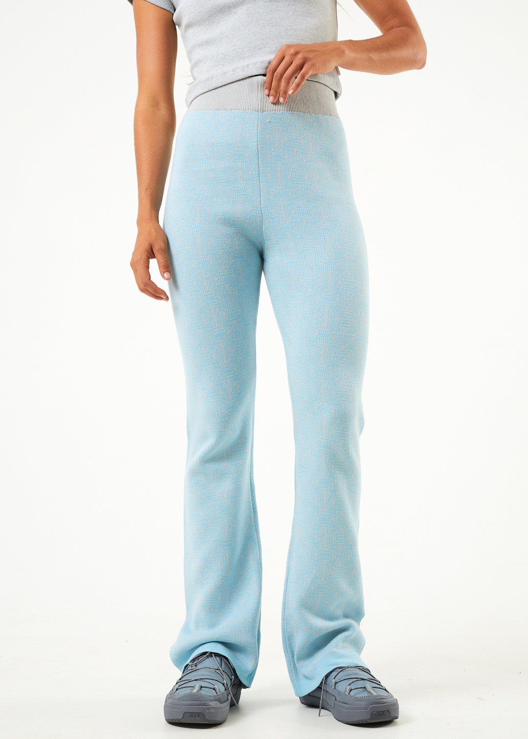 AFENDS Womens Samia - Knit Pants - Sky Blue 