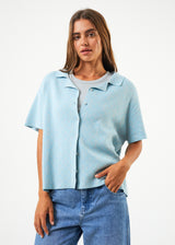 Afends Womens Samia - Recycled Knit Shirt - Sky Blue - Afends womens samia   recycled knit shirt   sky blue w226102 skb xs