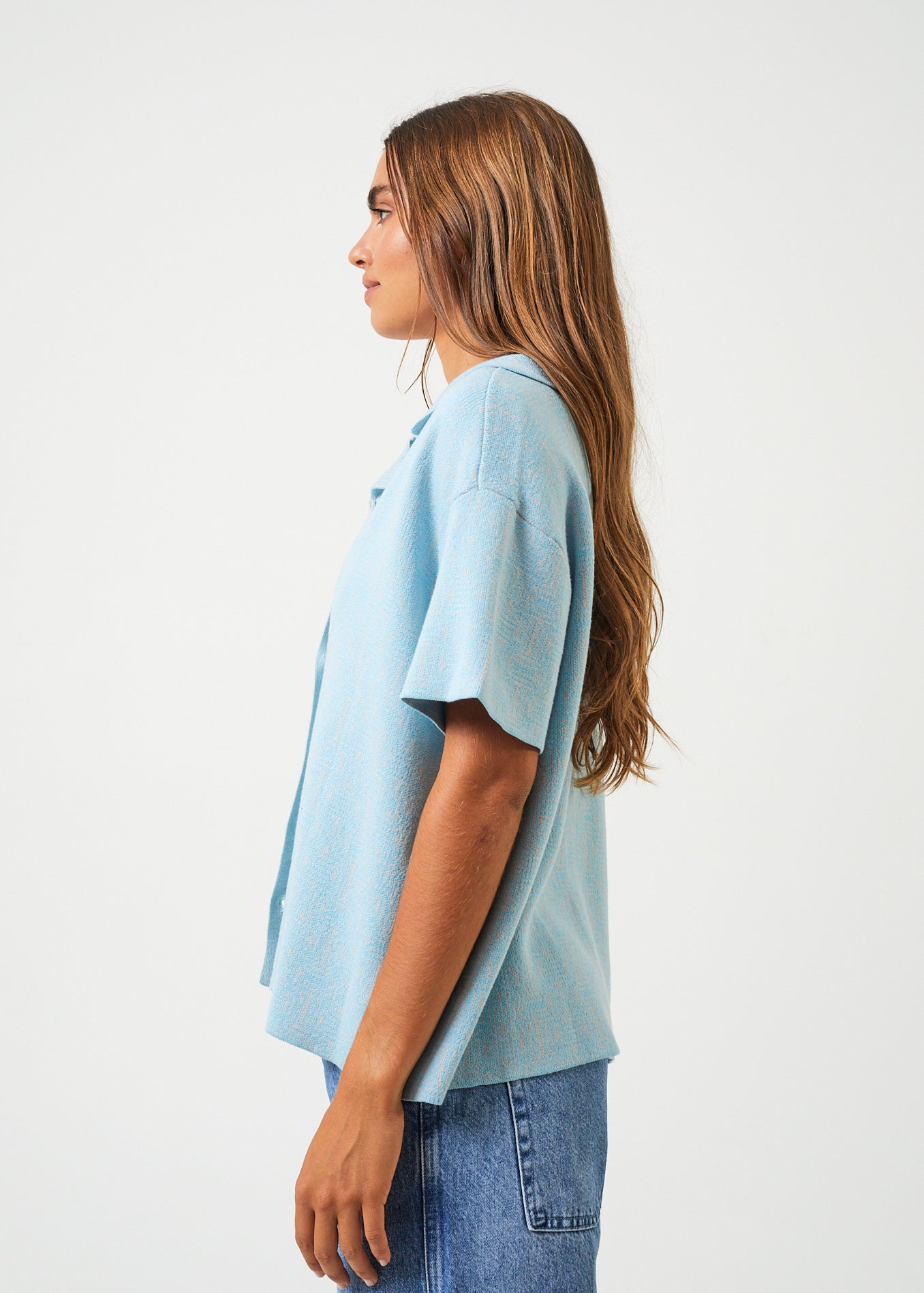 Ardene Crinkle Crop T-shirt in Light Blue | Size | Polyester/Elastane |  Microfiber