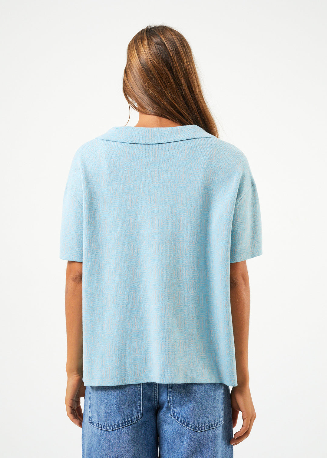 AFENDS Womens Samia - Knit Shirt - Sky Blue 