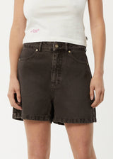 Afends Womens Seventy Threes - Organic Denim High Waisted Shorts - Faded Coffee - Afends womens seventy threes   organic denim high waisted shorts   faded coffee 