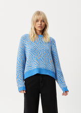 Afends Womens Shadows - Knitted Crew Neck Jumper - Arctic - Afends womens shadows   knitted crew neck jumper   arctic 