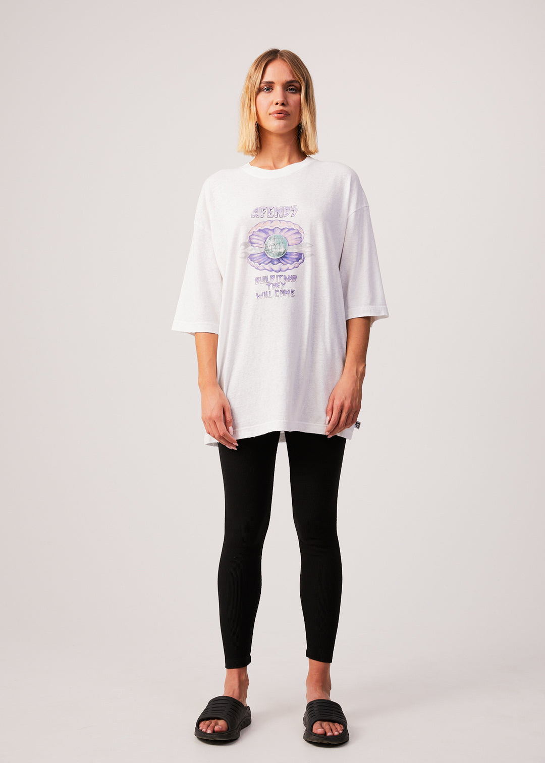 AFENDS Womens Shell - Oversized Graphic T-Shirt - White 