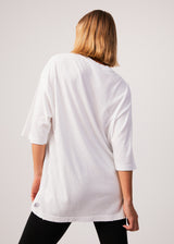 Afends Womens Shell - Hemp Oversized Graphic T-Shirt - White - Afends womens shell   hemp oversized graphic t shirt   white 