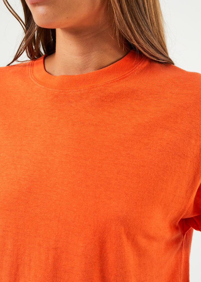 Afends Womens Slay - Hemp Oversized T-Shirt - Orange 