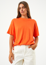 Afends Womens Slay - Hemp Oversized T-Shirt - Orange - Afends womens slay   hemp oversized t shirt   orange 