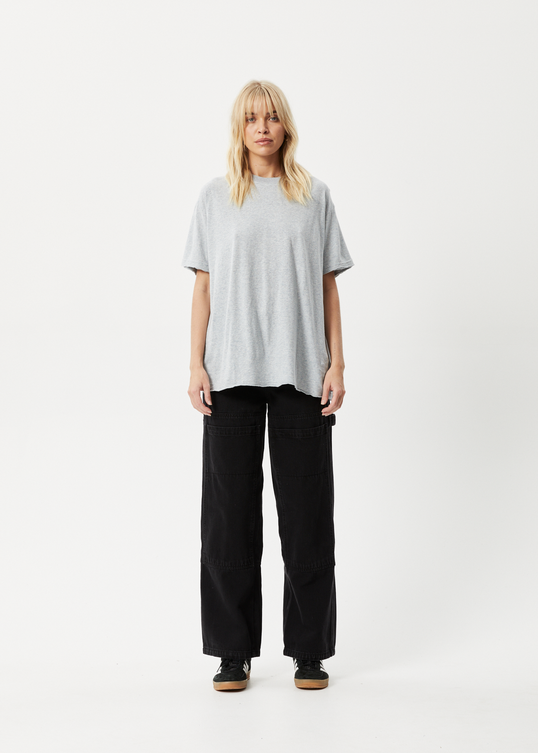 AFENDS Womens Slay - Oversized Tee - Shadow Grey Marle 