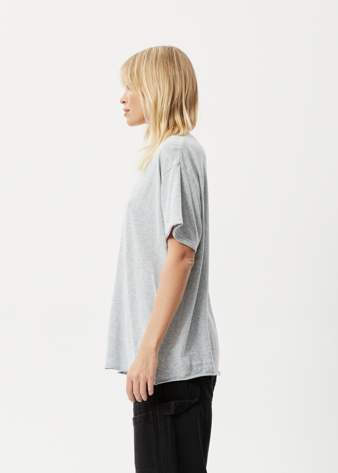 AFENDS Womens Slay - Oversized Tee - Shadow Grey Marle 