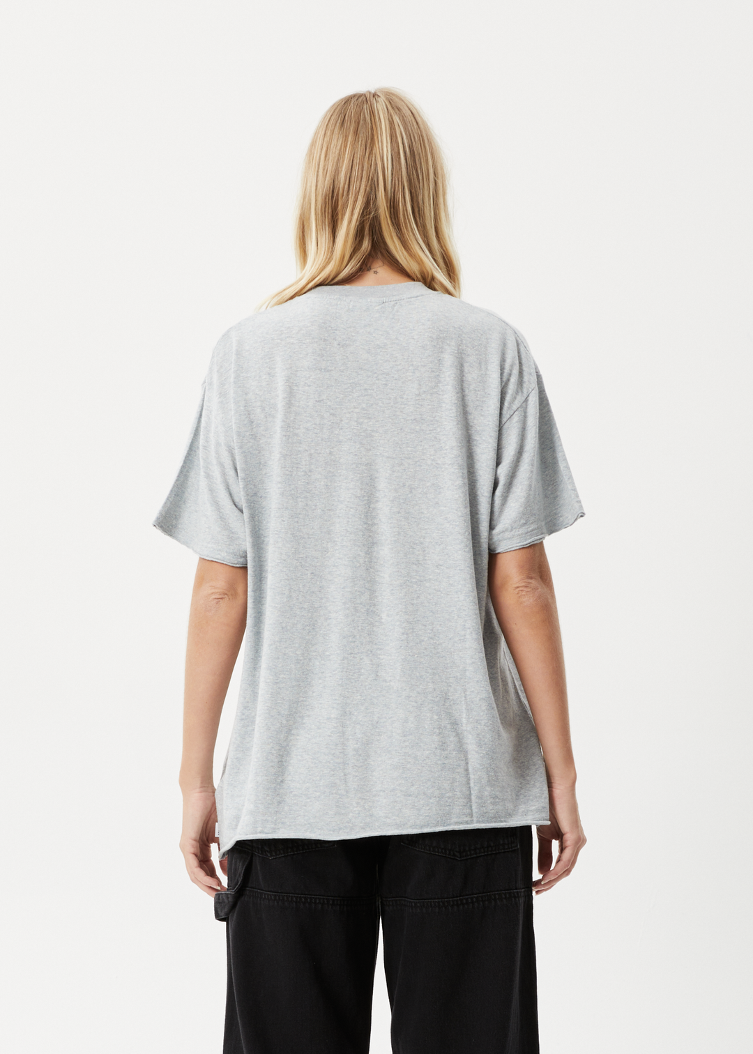 AFENDS Womens Slay - Oversized Tee - Shadow Grey Marle 