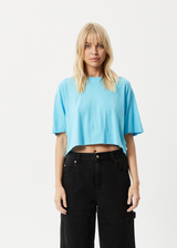 AFENDS Womens Slay Cropped - Oversized Tee - Vivid Blue - Afends womens slay cropped   oversized tee   vivid blue 