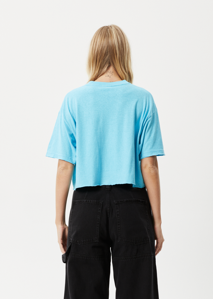 AFENDS Womens Slay Cropped - Oversized Tee - Vivid Blue 