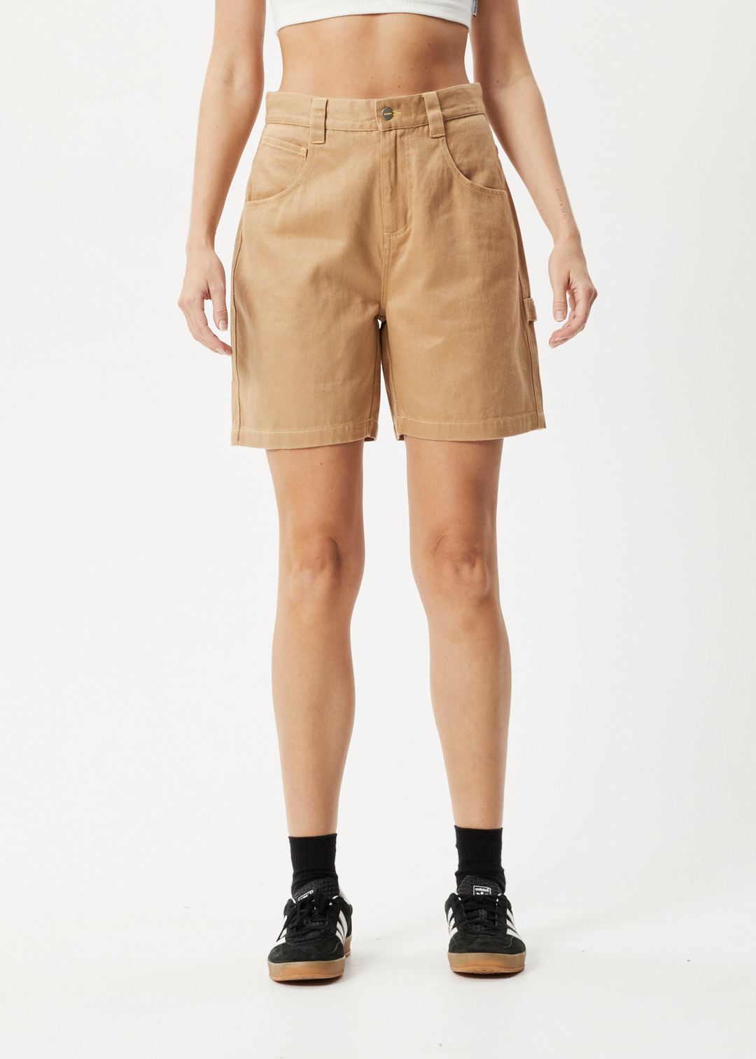 AFENDS Womens Sleepy Hollow Emilie - Twill Carpenter Shorts - Tan 