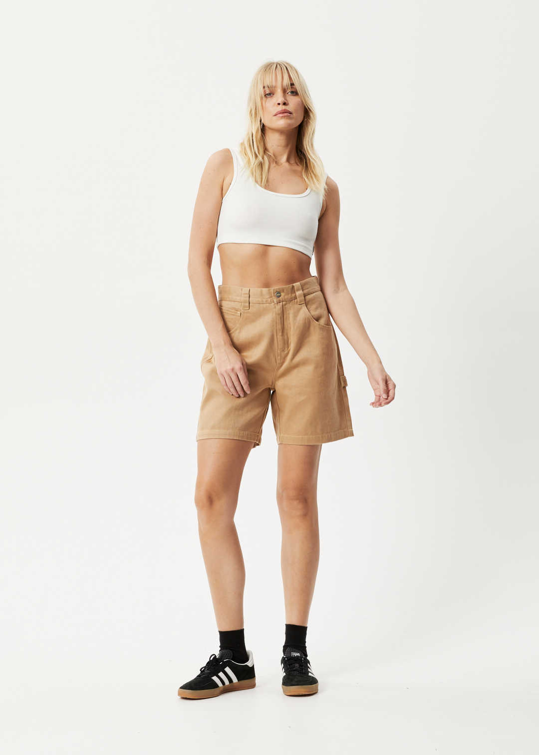 AFENDS Womens Sleepy Hollow Emilie - Twill Carpenter Shorts - Tan 