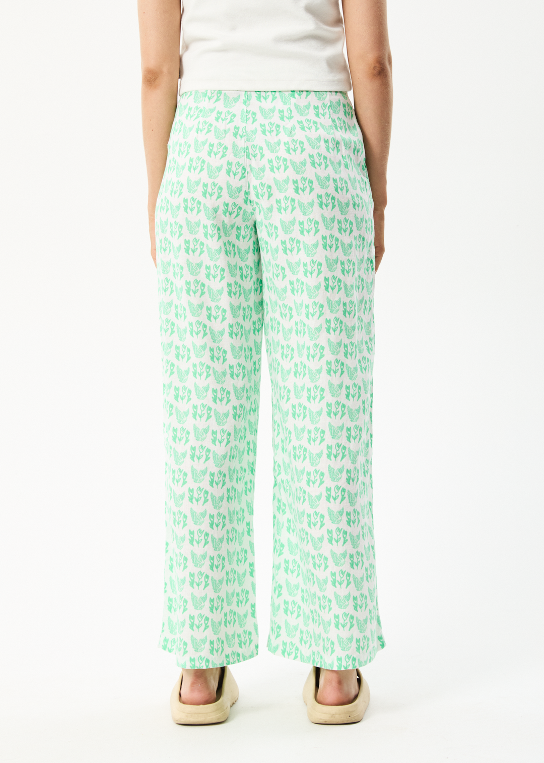 AFENDS Womens Swan Sienna - Wide Leg Pants - Lime Green 