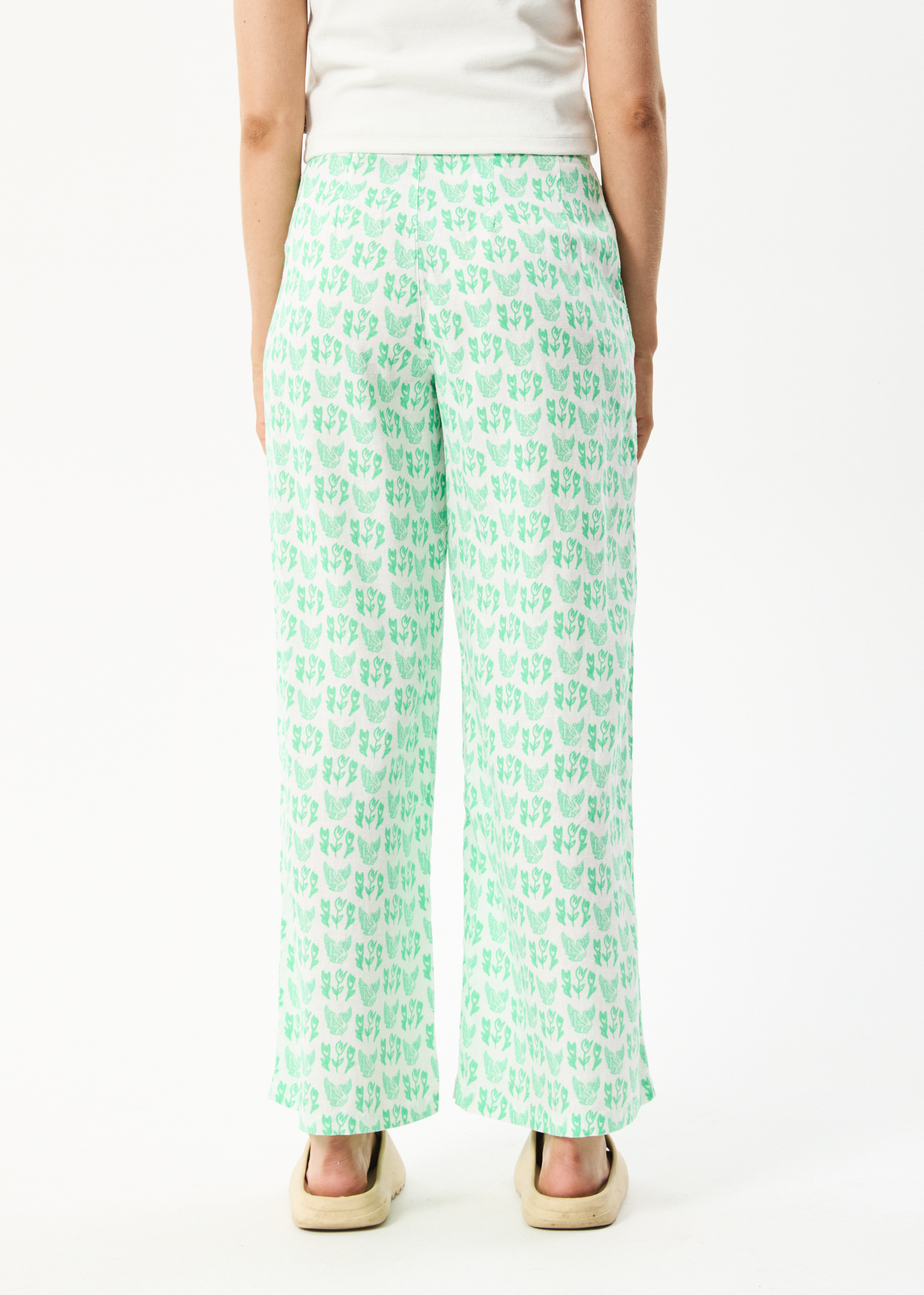 AFENDS Womens Swan Sienna - Wide Leg Pant - Lime Green