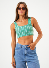 Afends Womens Tully - Hemp Ribbed Check Sleeveless Top - Forest Check - Afends womens tully   hemp ribbed check sleeveless top   forest check 