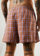 Afends Unisex Colby - Hemp Check Boxers - Plum - Afends unisex colby   hemp check boxers   plum 