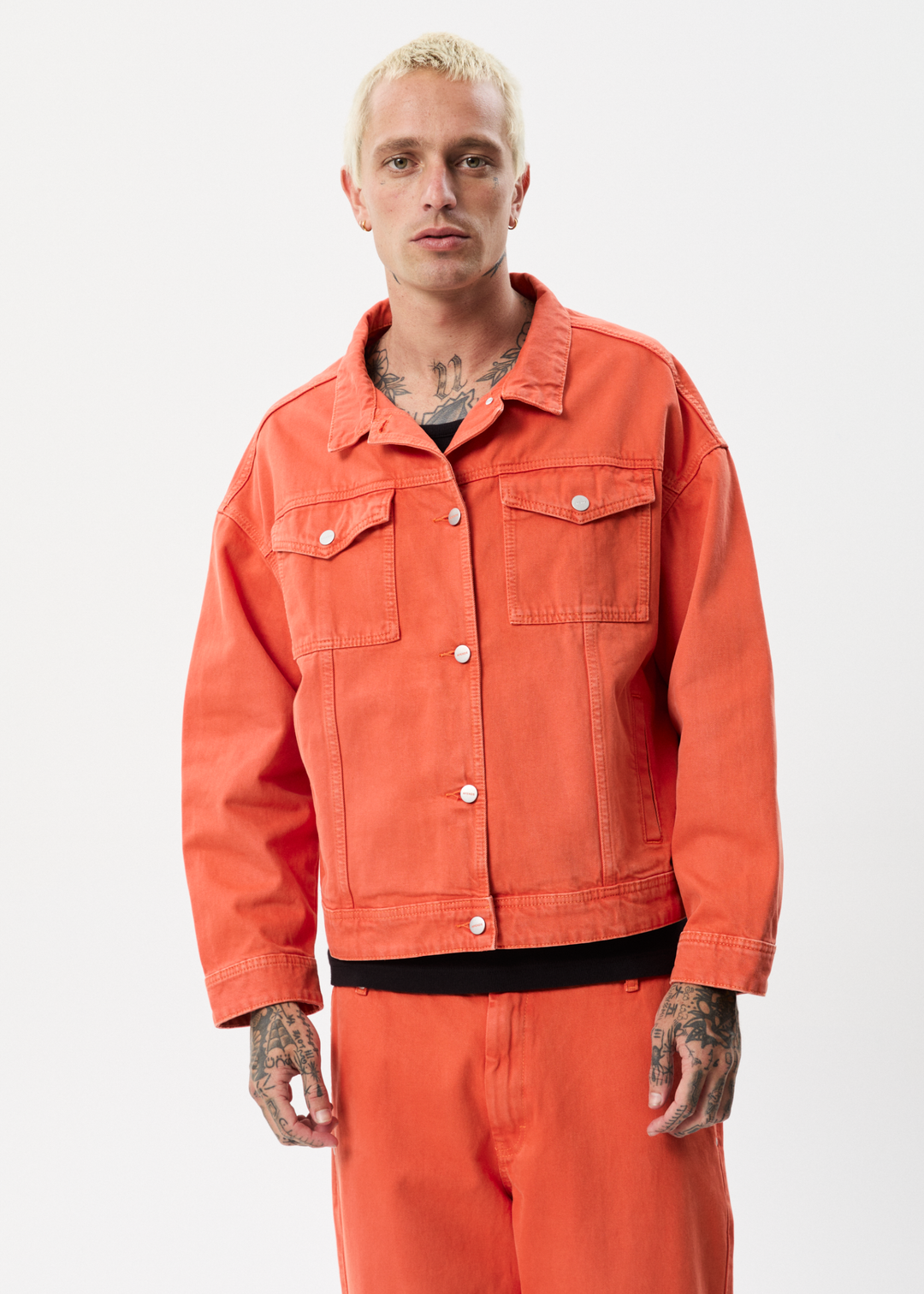 AFENDS Unisex Innie - Unisex Denim Jacket - Faded Orange 