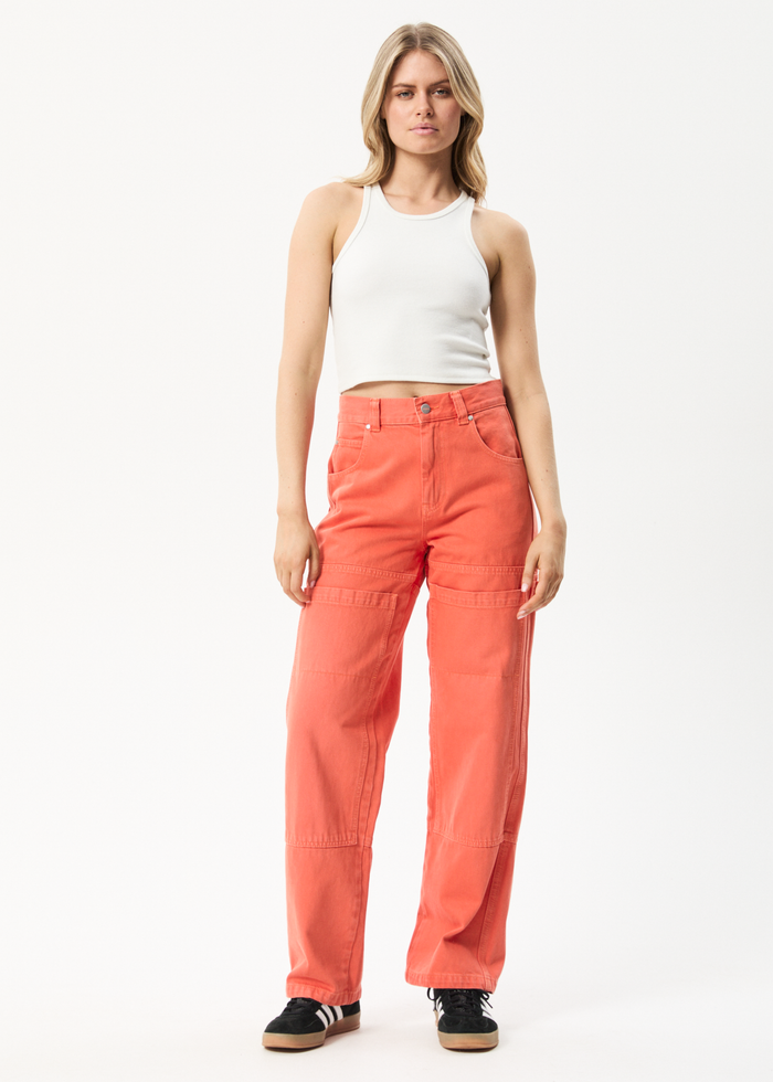 Afends Womens Moss - Organic Denim Carpenter Jeans - Faded Orange 