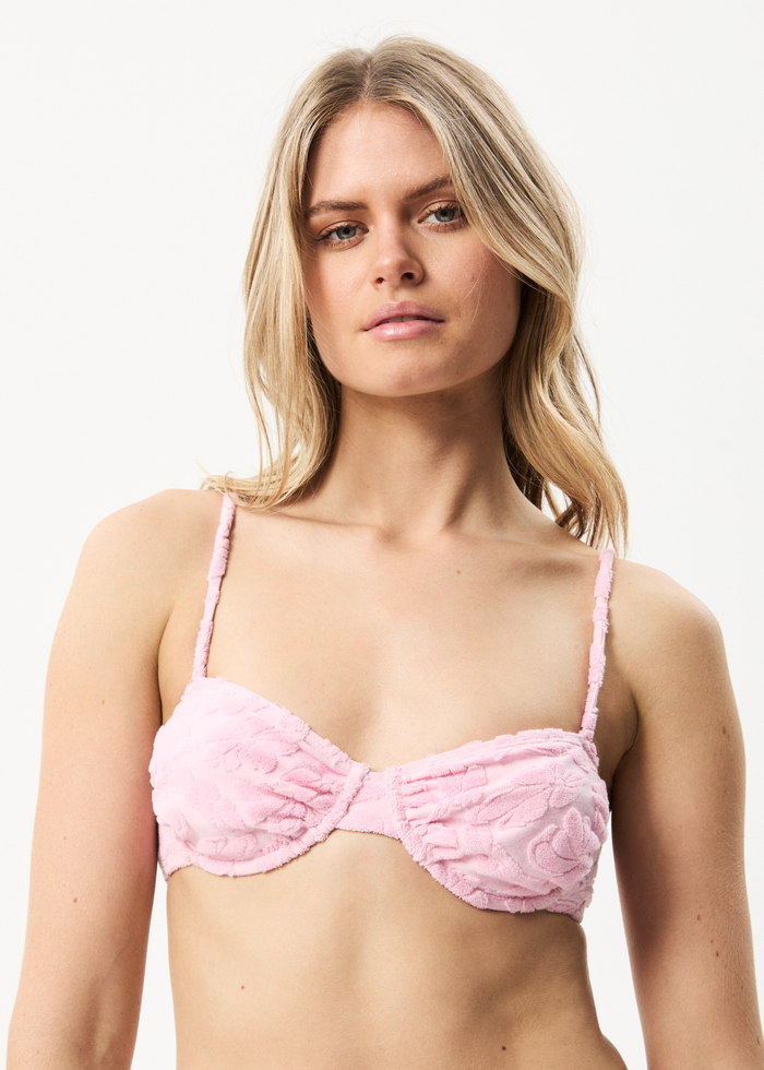 Afends Womens Rhye - Recycled Terry Bikini Top - Powder Pink 