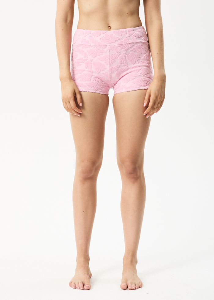 Afends Womens Rhye - Recycled Terry Booty Short Bikini Bottoms - Powder Pink 