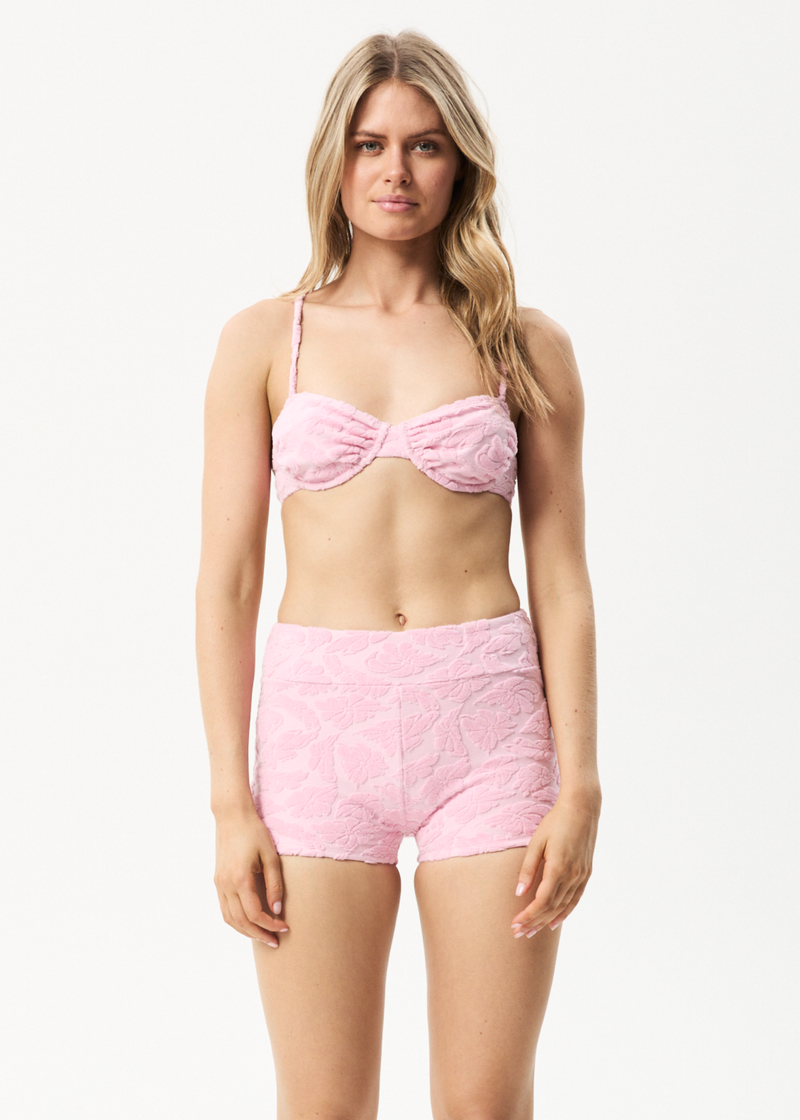 Afends Womens Rhye - Recycled Terry Booty Short Bikini Bottoms - Powder Pink