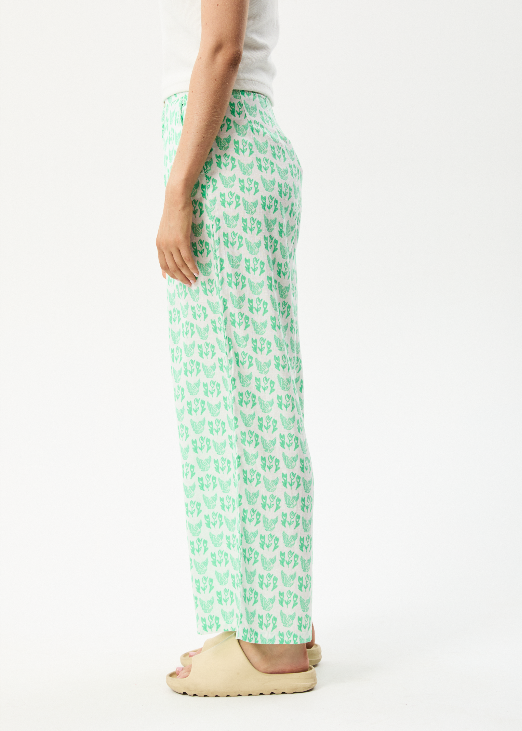 AFENDS Womens Swan Sienna - Wide Leg Pant - Lime Green