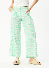 Afends Womens Swan Sienna - Hemp Wide Leg Pants - Lime Green - Afends womens swan sienna   hemp wide leg pants   lime green 
