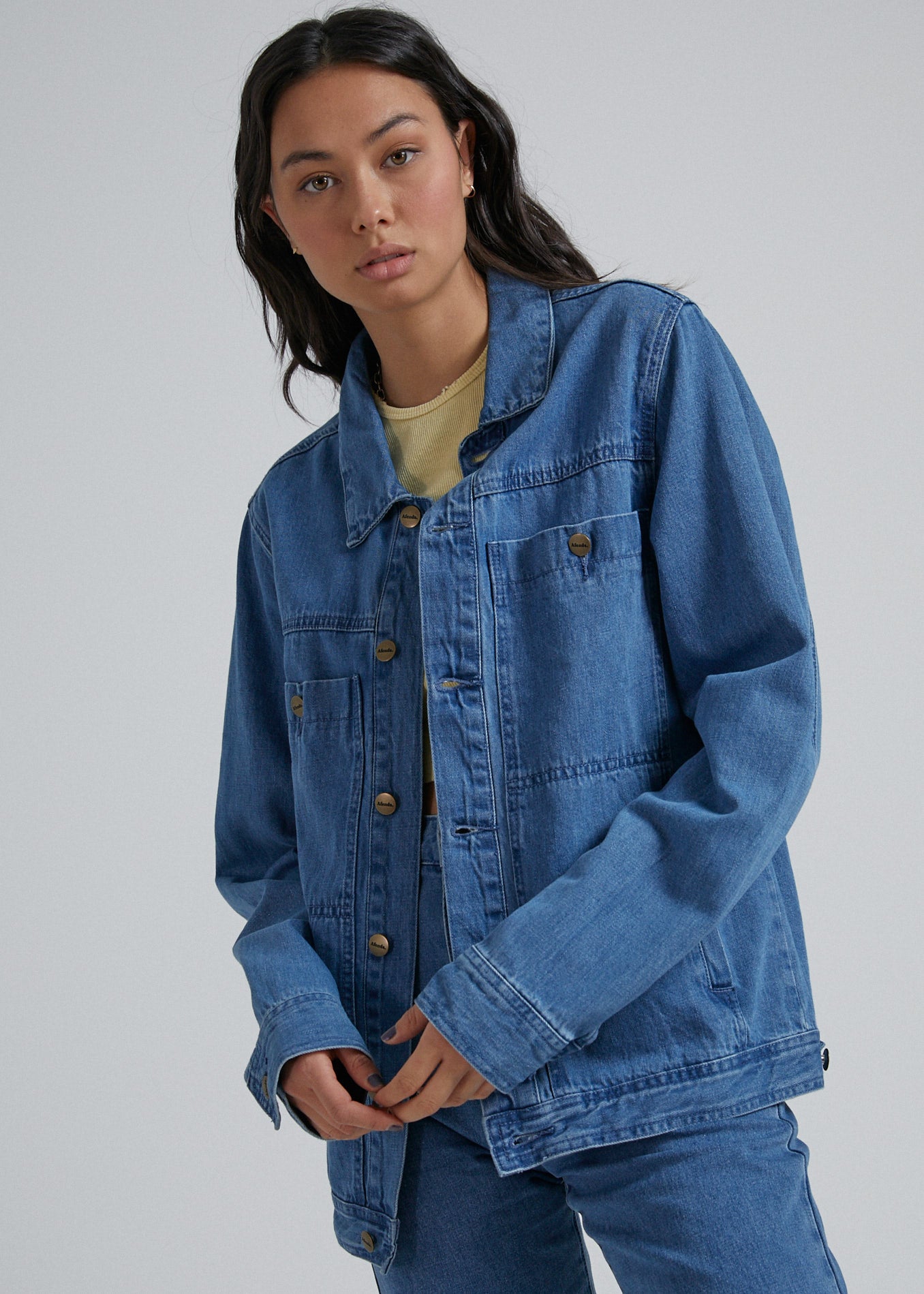 Afends Unisex Overtime - Unisex Hemp Denim Jacket - Classic Blue