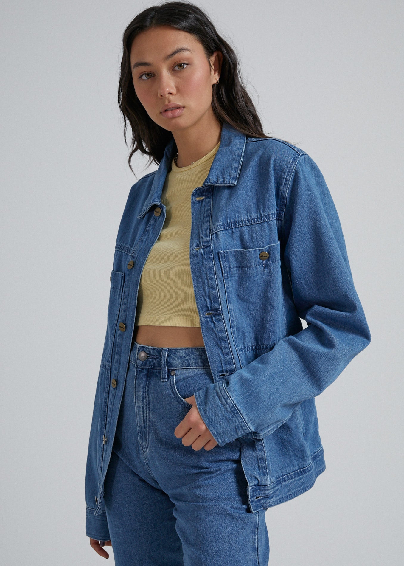 Afends Unisex Overtime - Unisex Hemp Denim Jacket - Classic Blue