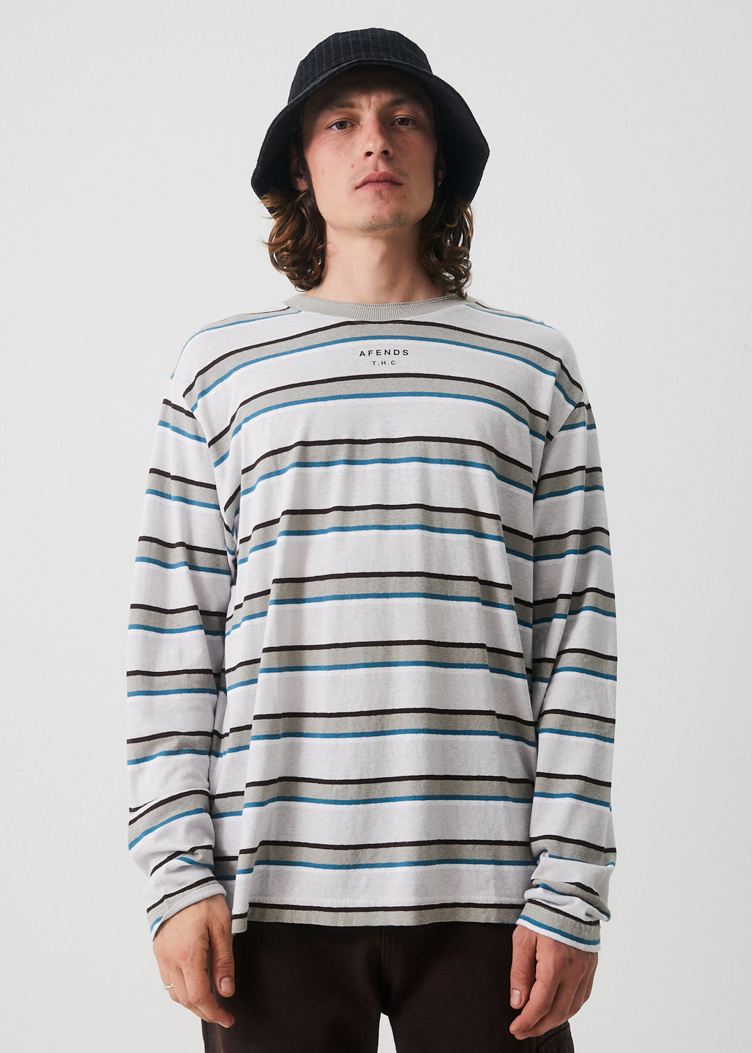 AFENDS Mens THC - Hemp Stripe Long Sleeve Tee - Desert M213067-DES-XS