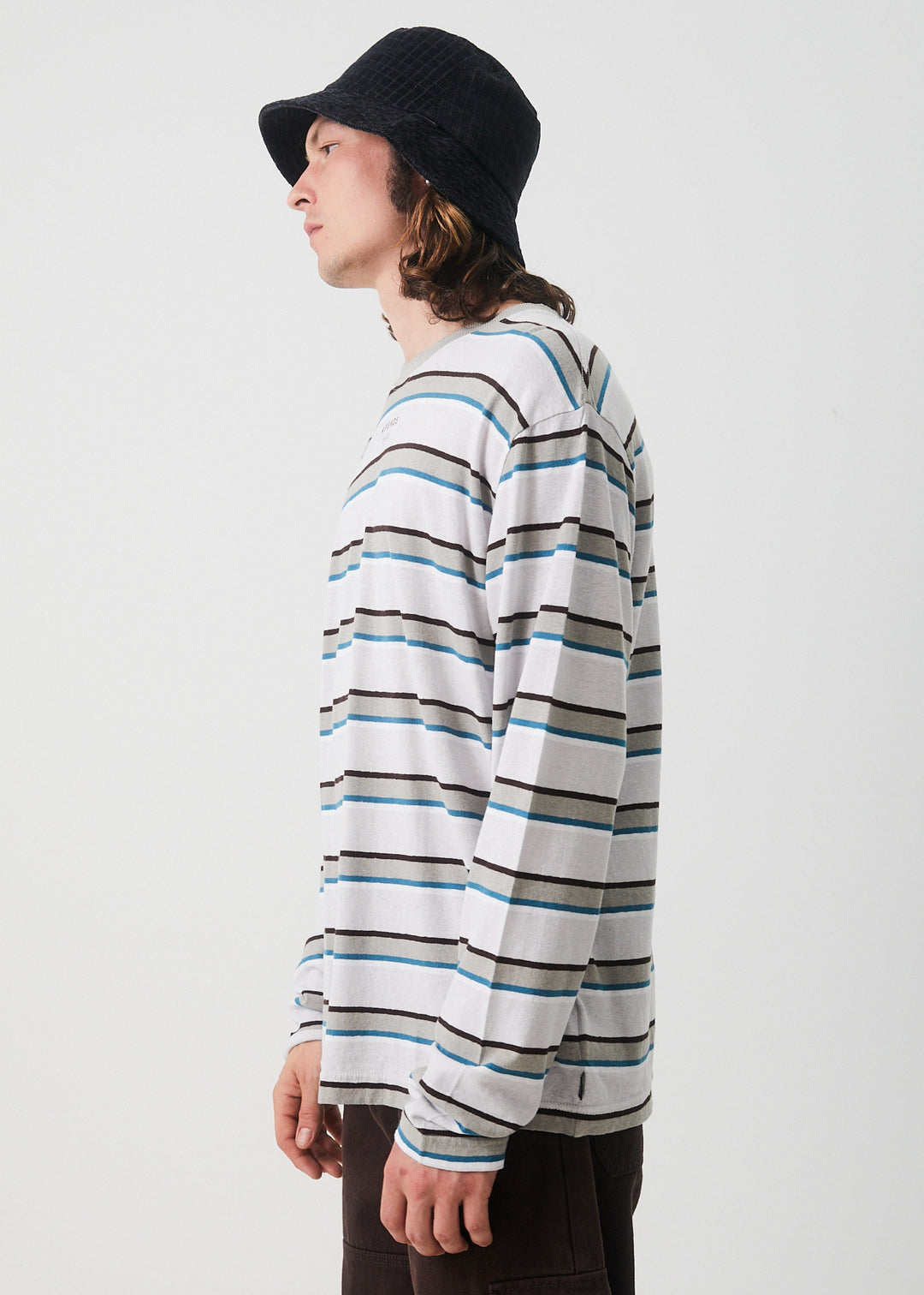 AFENDS Mens THC - Hemp Stripe Long Sleeve Tee - Desert 