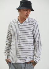 Afends Unisex Ladera - Unisex Cuban Long Sleeve Shirt - White - Afends unisex ladera   unisex cuban long sleeve shirt   white m214250 wht xs