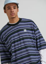 Afends Mens Daxon  - Hemp Stripe Oversized T-Shirt - Black - Afends mens daxon    hemp stripe oversized t shirt   black 
