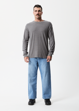 Afends Mens Essential - Hemp Retro Long Sleeve T-Shirt - Steel - Afends mens essential   hemp retro long sleeve t shirt   steel m220060 stl xs
