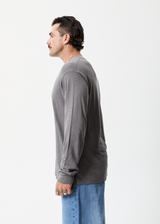 Afends Mens Essential - Hemp Retro Long Sleeve T-Shirt - Steel - Afends mens essential   hemp retro long sleeve t shirt   steel 