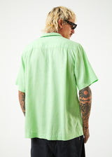 Afends Mens Daily - Hemp Cuban Short Sleeve Shirt - Lime Green - Afends mens daily   hemp cuban short sleeve shirt   lime green 