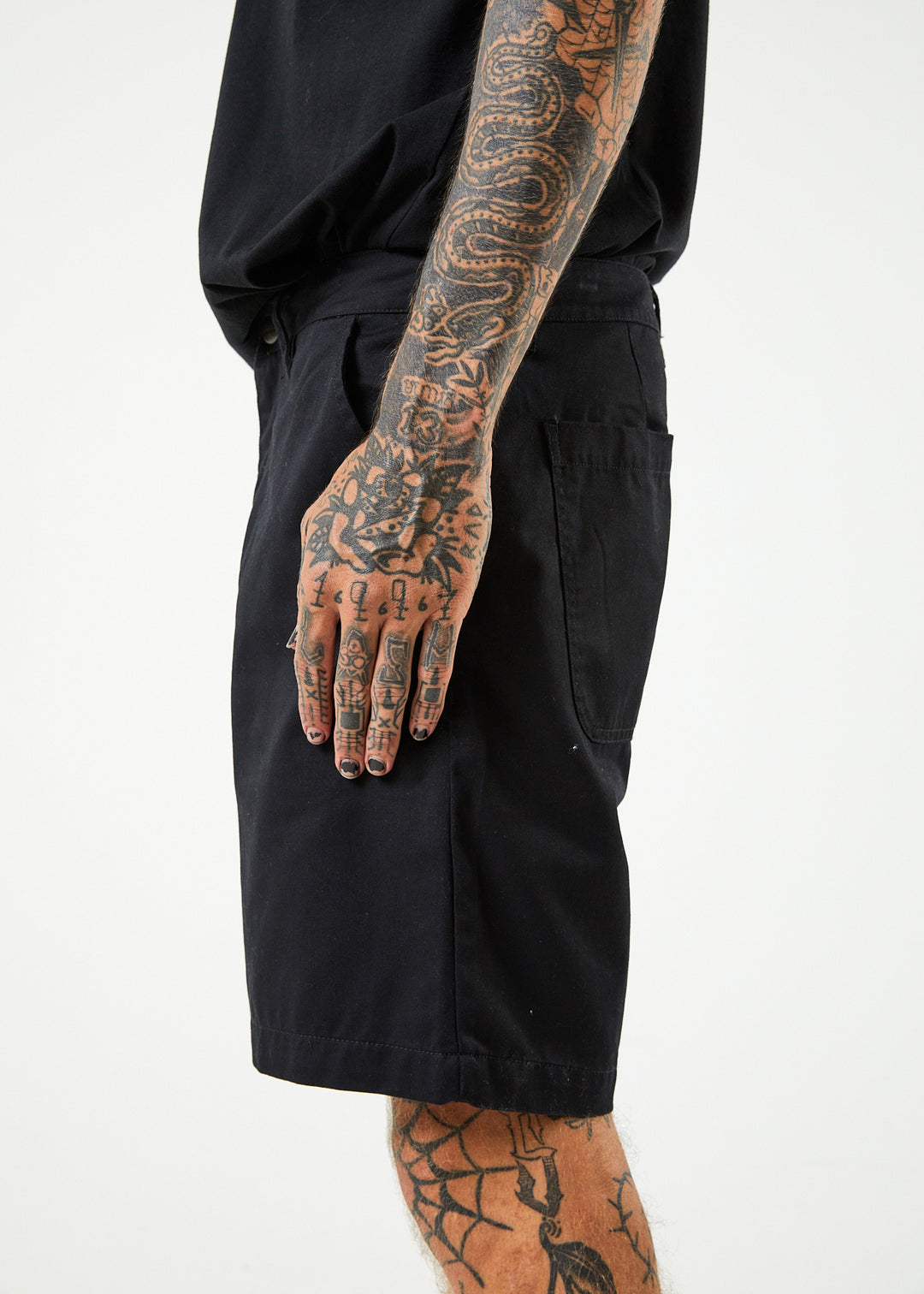 AFENDS Mens Ninety Twos - Chino Shorts - Black 