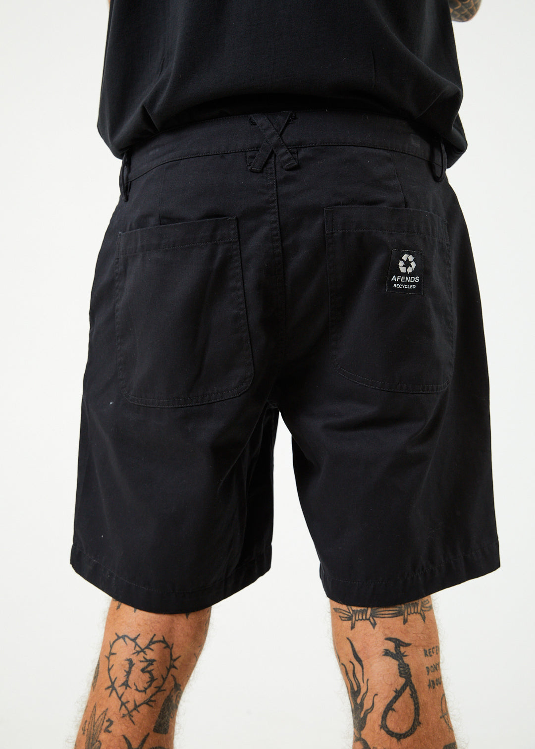 AFENDS Mens Ninety Twos - Chino Shorts - Black 