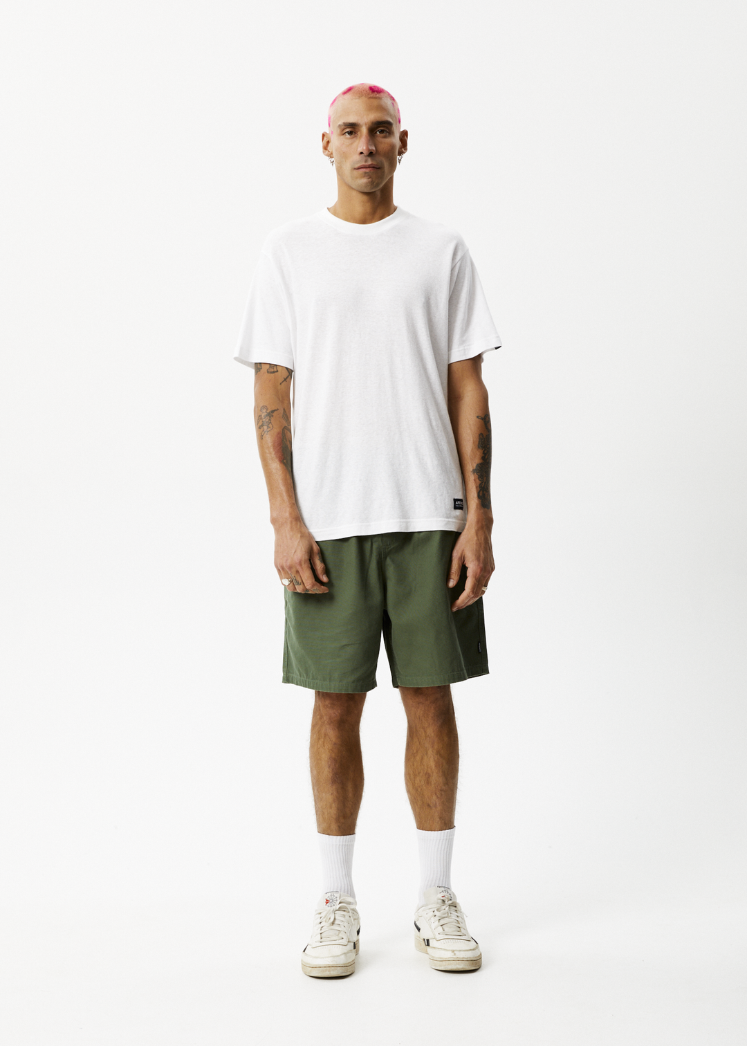 AFENDS Mens Ninety Eights - Baggy Elastic Waist Shorts - Cypress 