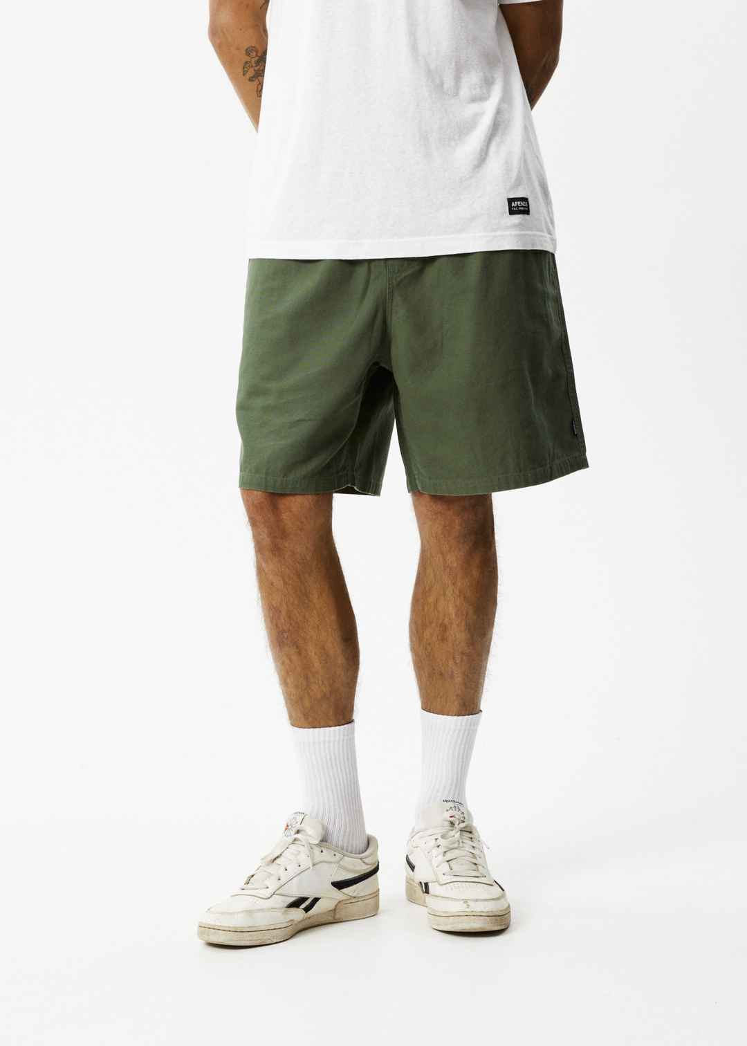 AFENDS Mens Ninety Eights - Baggy Elastic Waist Shorts - Cypress 